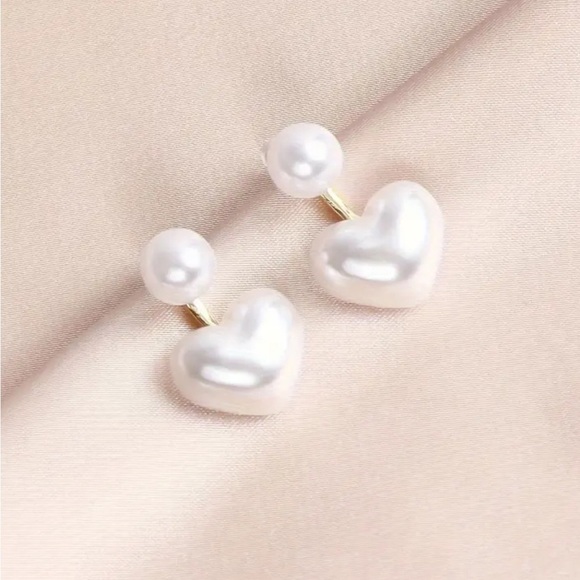 Pearl Heart Ear Jacket Earrings - Picture 4 of 6